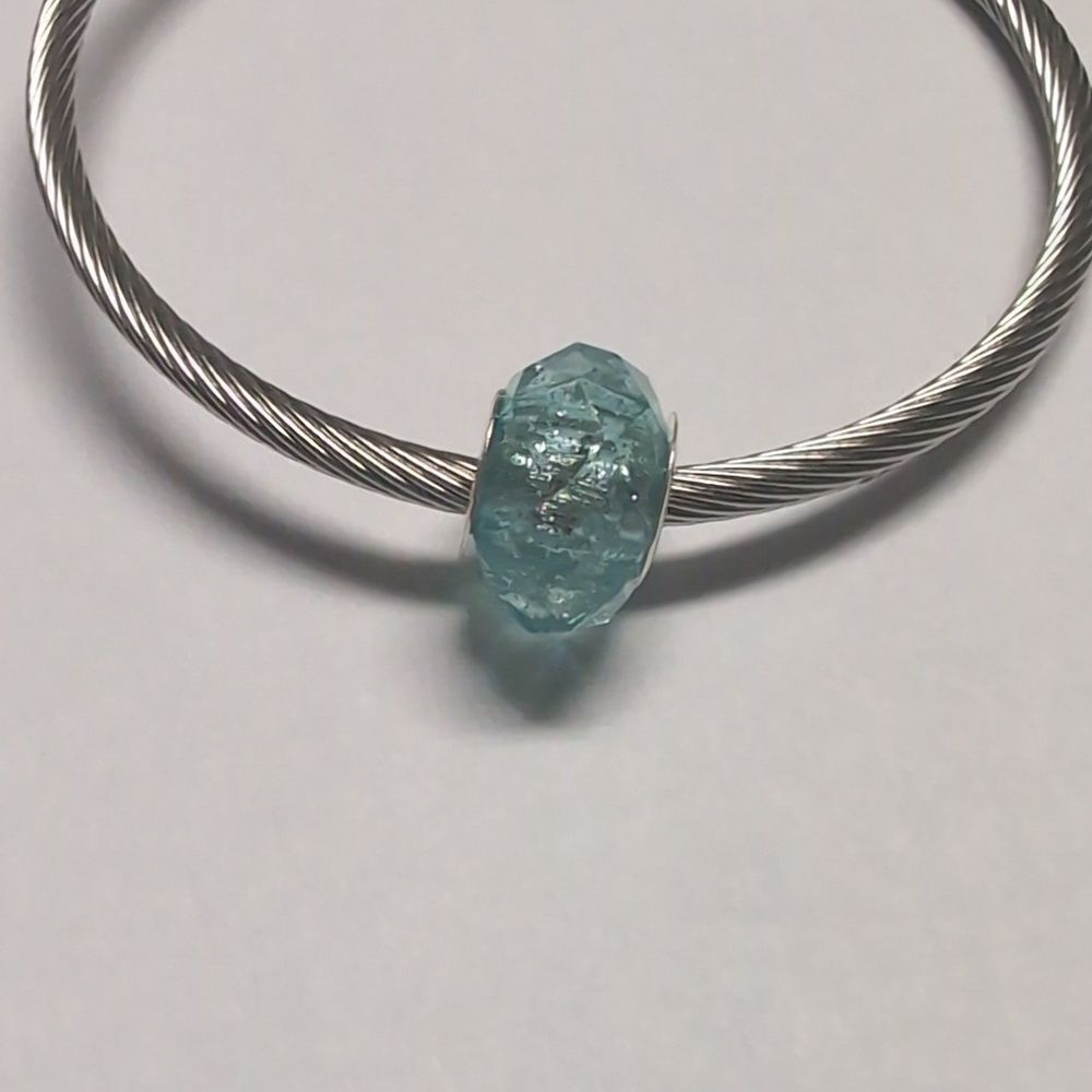 Blue Glittery Charm for Pandora Style Bracelet